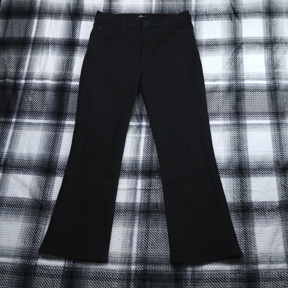 7 For All Mankind HW Slim Kick Black Jeans 29x26.5" High Waist Flare